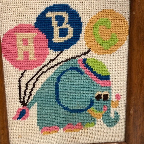 Sweet Vintage 1978 elephant “ABC” cross stitch - Picture 2 of 5